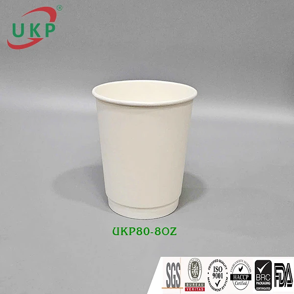 Ly giấy trắng 2 lớp 8oz (240ml/270ml) Ø80 UKP