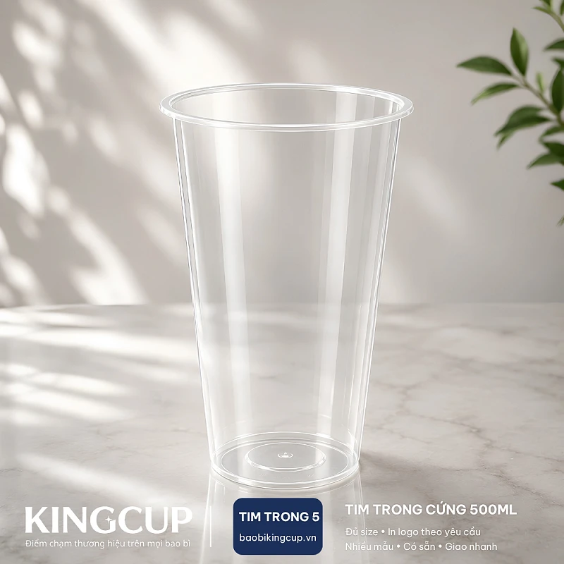 Ly nhựa PP Tim Trong Cứng 500ml Ø90