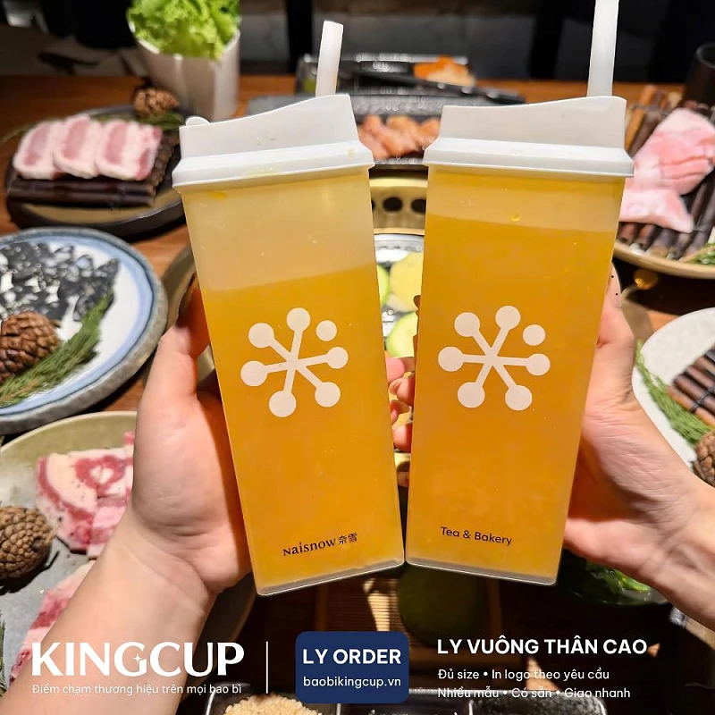 Ly Nhựa Vuông Thân Cao Hàng Order