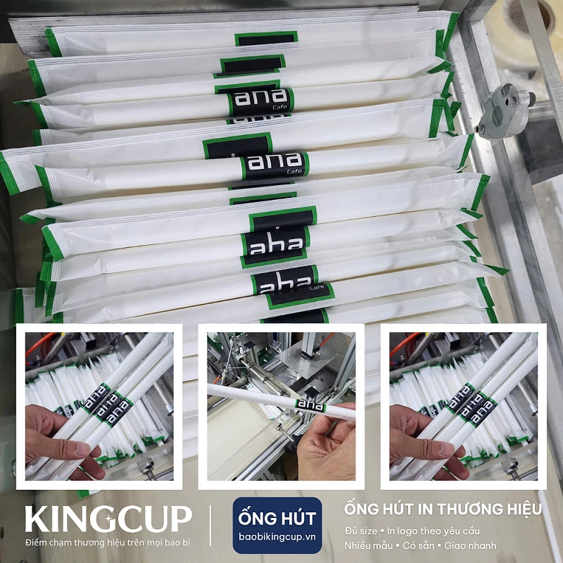 Ống Hút Nhựa Bọc Giấy Trơn & In Logo (Phi 6 - Phi 8 - Phi 12)