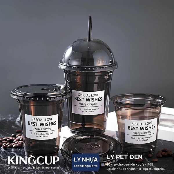 Ly Nhựa PET Đen In Logo Theo Yêu Cầu liên quan